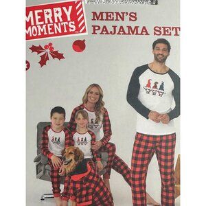 Merry Moments Men's Pajama Set 2 Piece Plaid Pants & Graphic Top